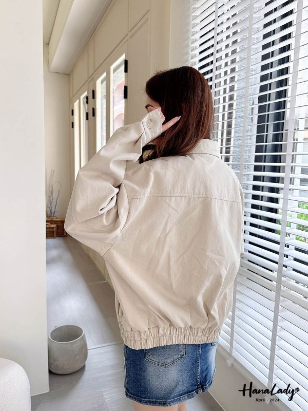 FFA14百搭收腰拉鍊薄外套 