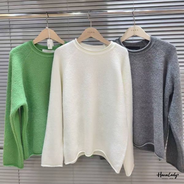 LEA42 百搭純色捲邊針織 