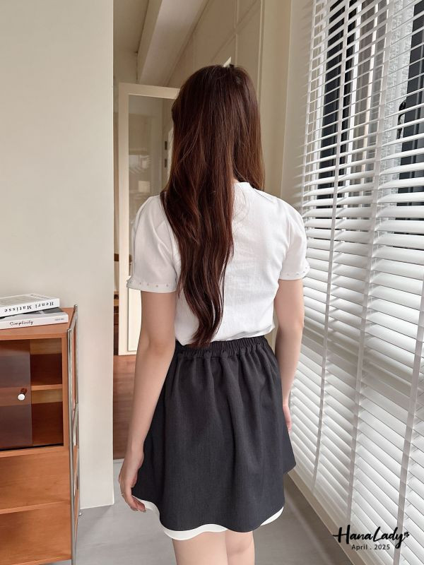 WFA37 兩件式拼接雪紡褲裙 正韓 韓國服飾 韓國連線