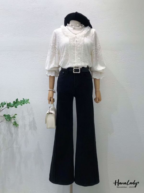 WJB44 有點太美毛料蕾絲上衣 