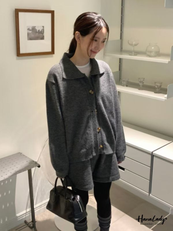 WJA48 簡約休閒琥珀排扣套裝 