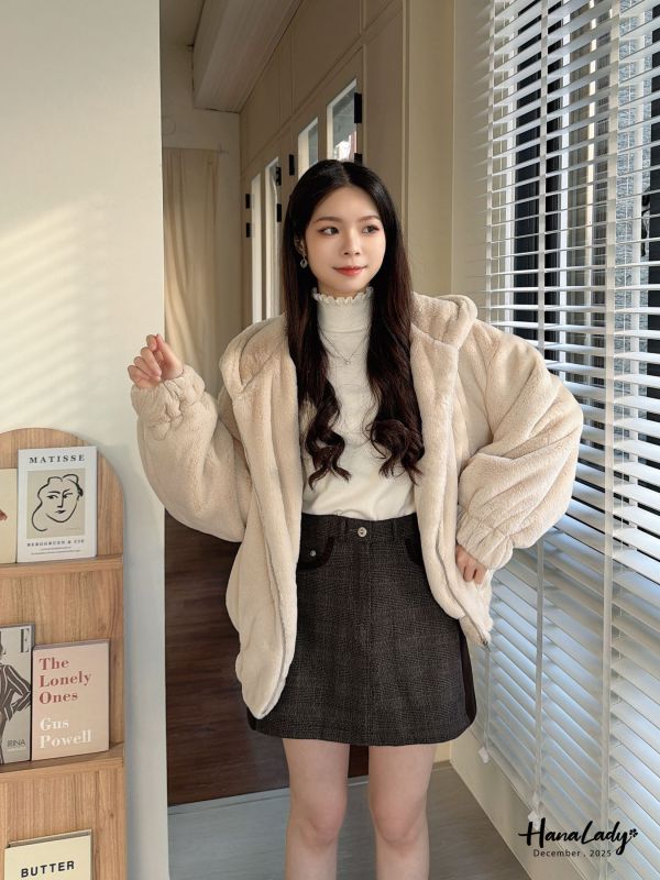 WQA11 質感磨毛格紋布顯瘦黑邊褲裙 