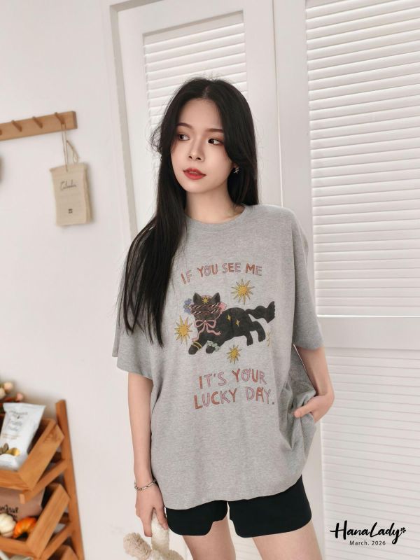 LSA02 時尚小黑貓棉質T 