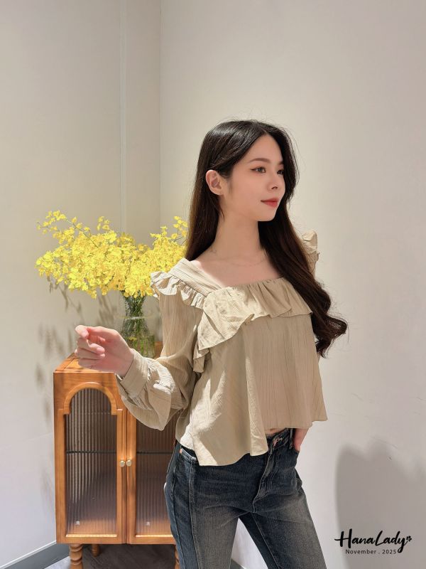 WJA57 微美荷葉方領上衣 