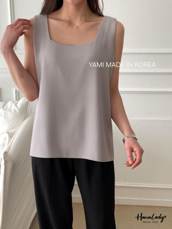LFA03 簡單純色方領雪紡背心 