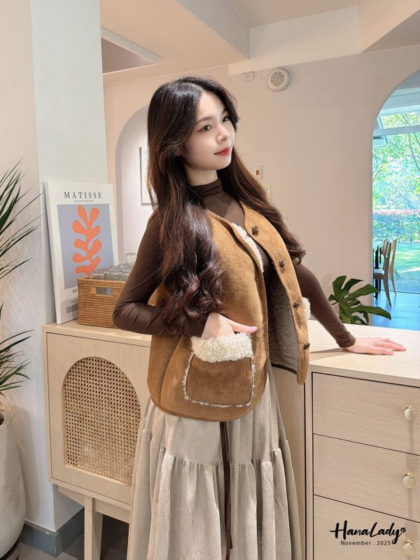 WJA55 超嫩Q麂皮羊羔毛背心 