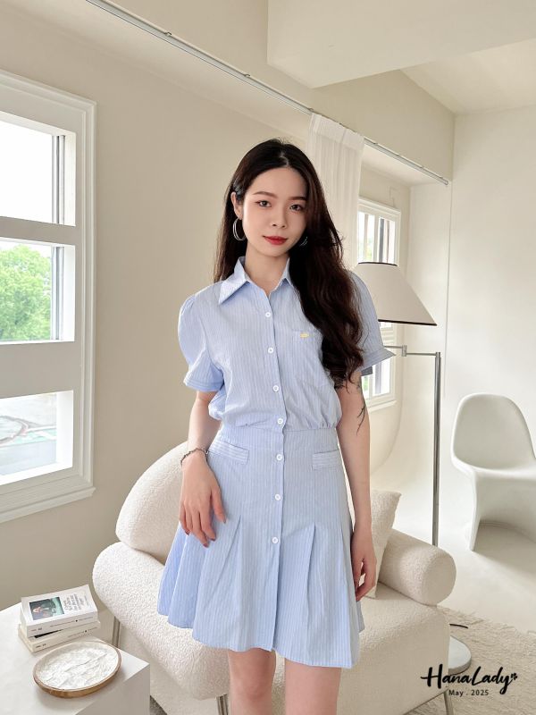 WWA48 減齡條紋學院風洋 