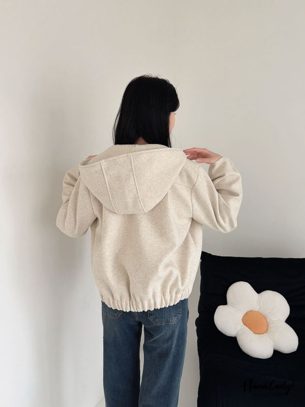 LEA53 大口帶休閒連帽微鋪棉外 