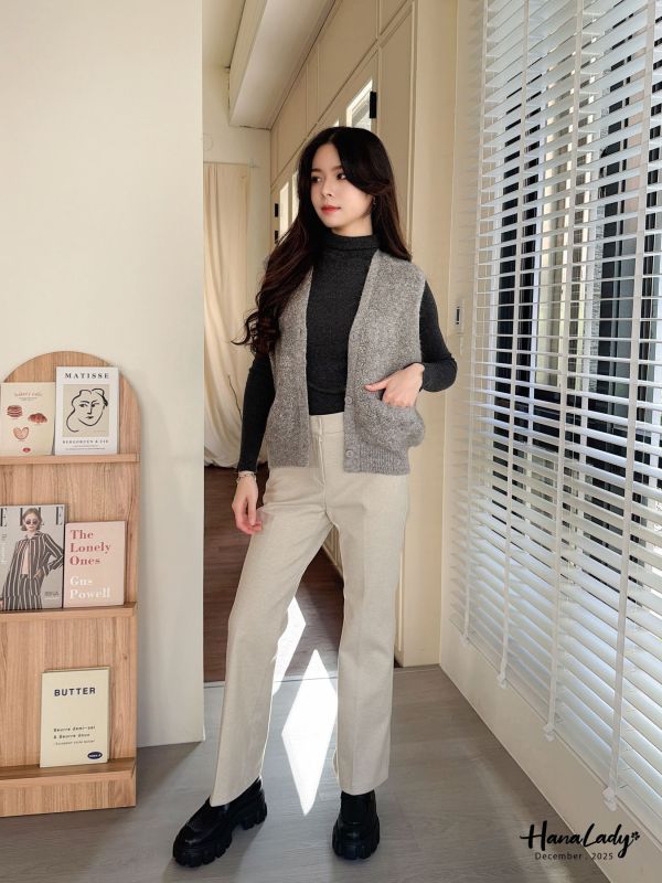 WQA55 暖呼呼毛料西裝喇叭褲 