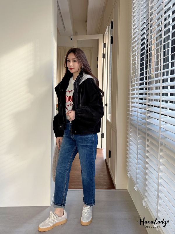 FQA32 蓬蓬燈芯絨連帽外套 