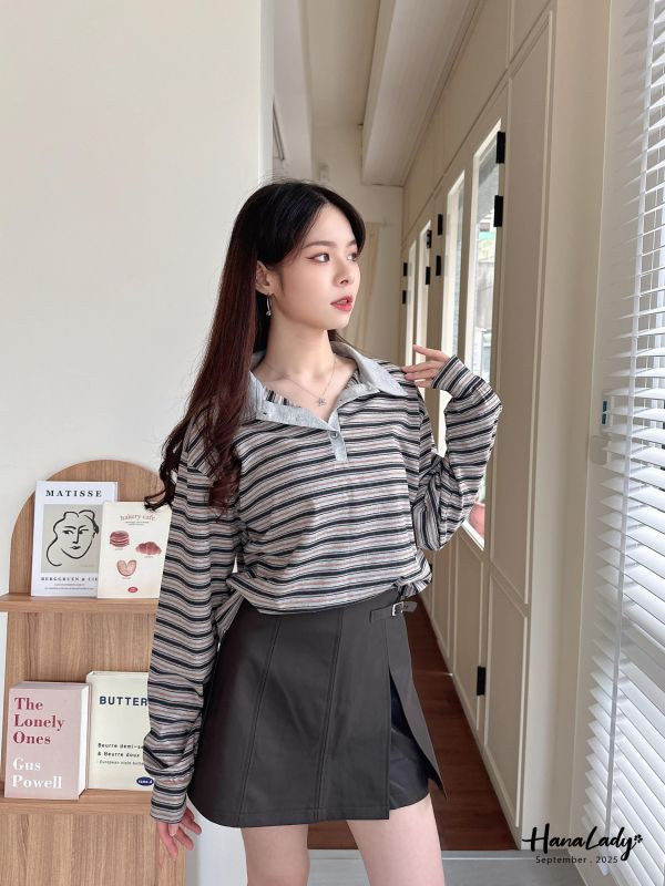 WKA30 秋冬配色休閒條紋衫 