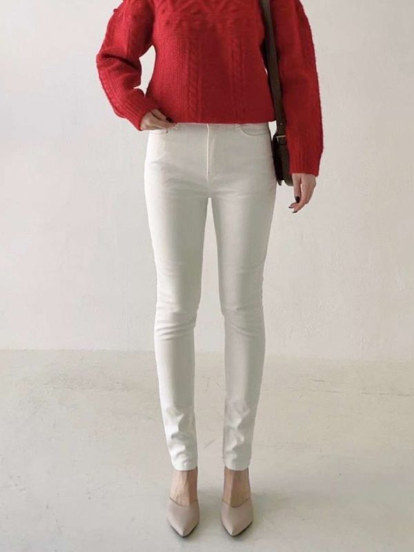 WQB16 輕磨毛黑白單寧棉褲 