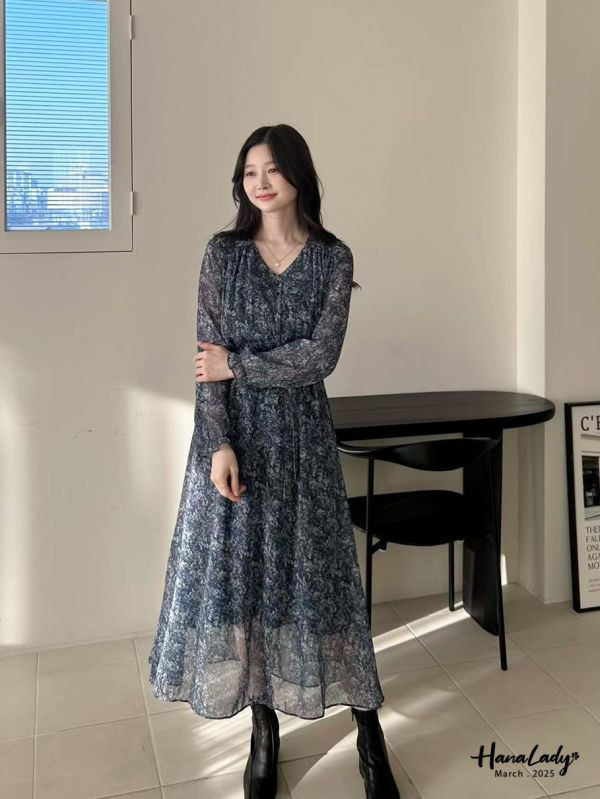 WSA51 仙女必備碎花綁帶長洋 