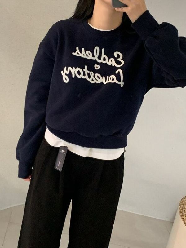 WQB09 立體刺繡愛心內刷毛T 