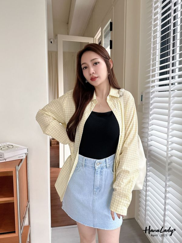 WFA49 格子壓紋襯衫 正韓 韓國服飾 韓國連線