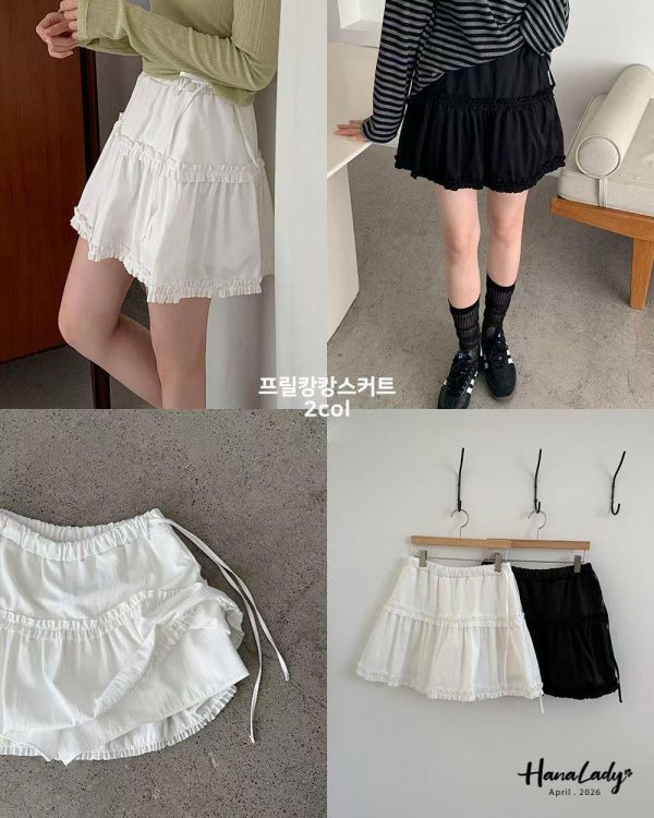 LFA43 側綁繩層次短褲裙 