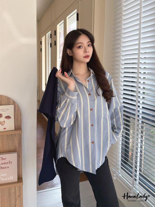 WTA13 超質感親膚披肩條紋衫 