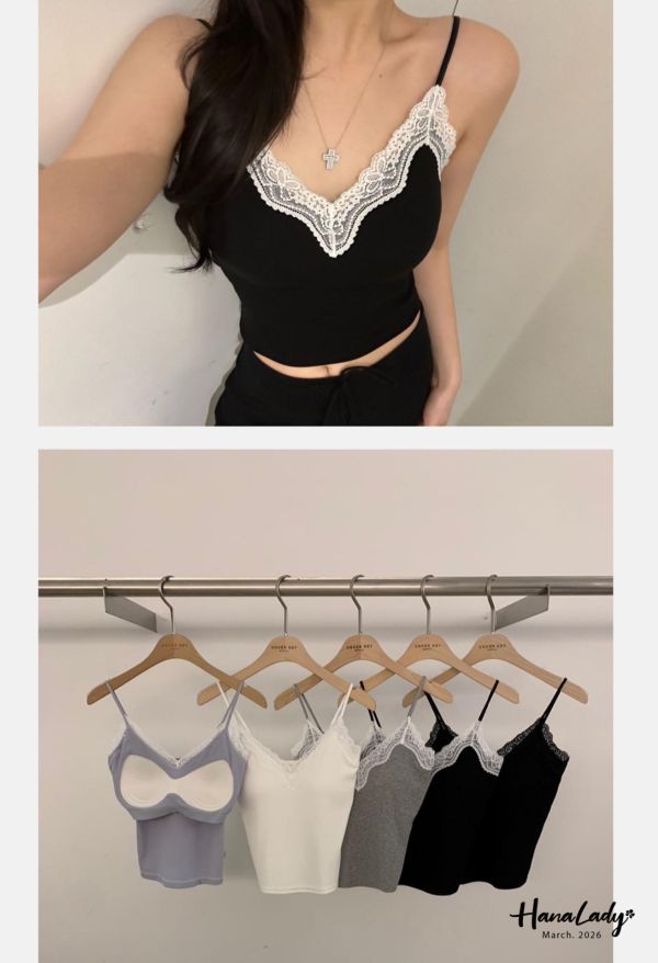 LSA45 蕾絲領滾邊BRATOP 