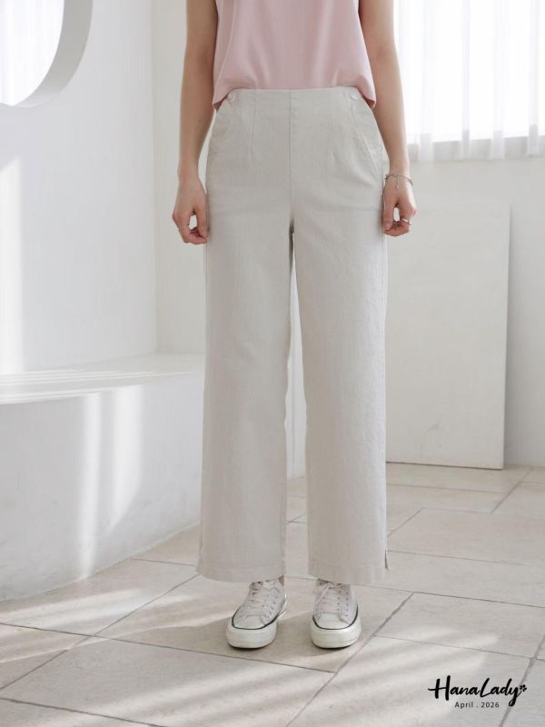 LFA34 經典直筒小開衩休閒褲 