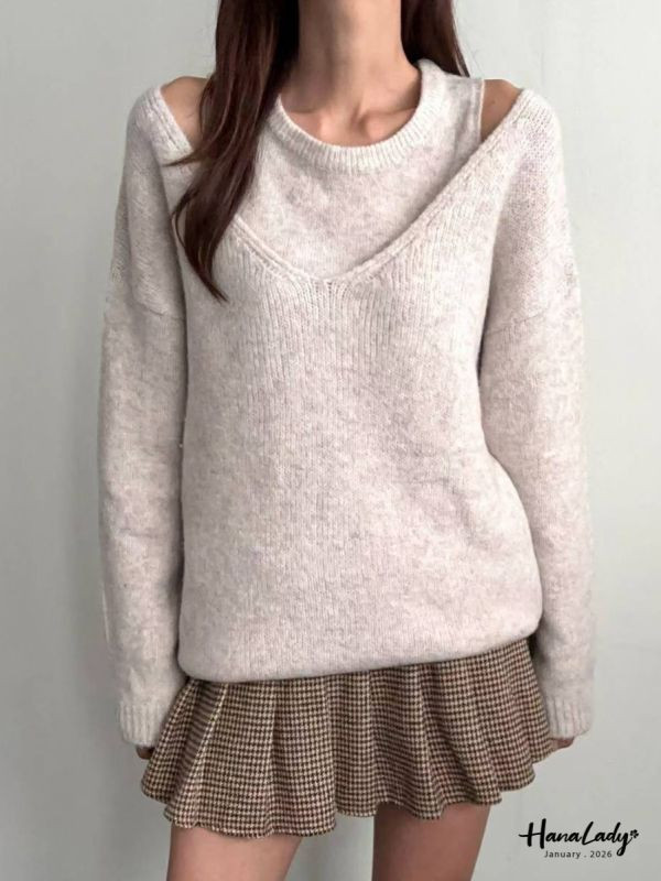 LEA94 純色兩件式針織上衣 