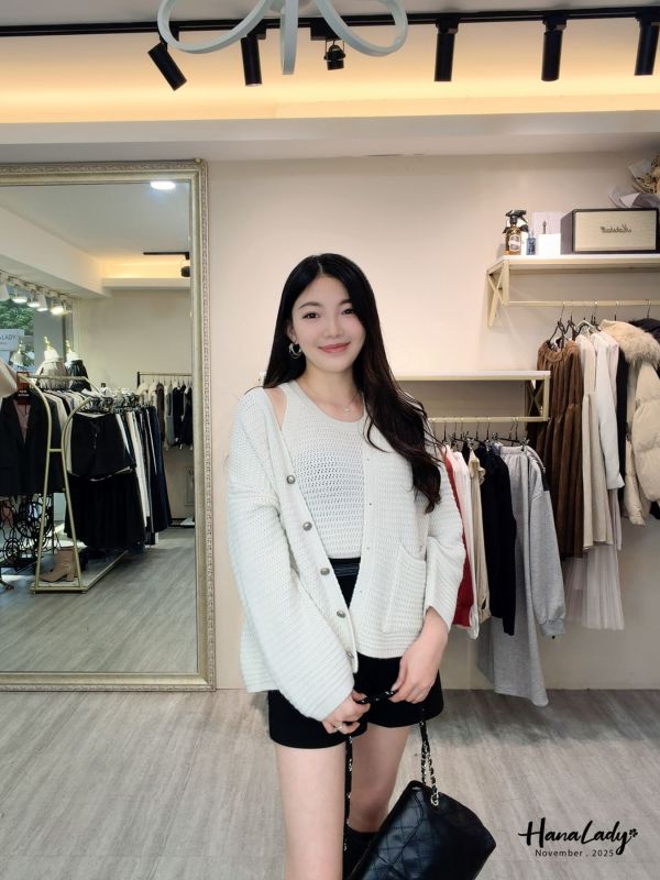 WJB37 超質感兩件式波浪勾針織上衣 