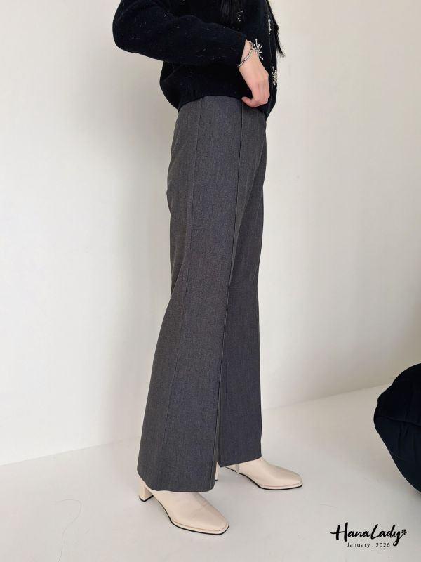 LEA91 輕薄棉絨休閒微喇叭西裝褲 