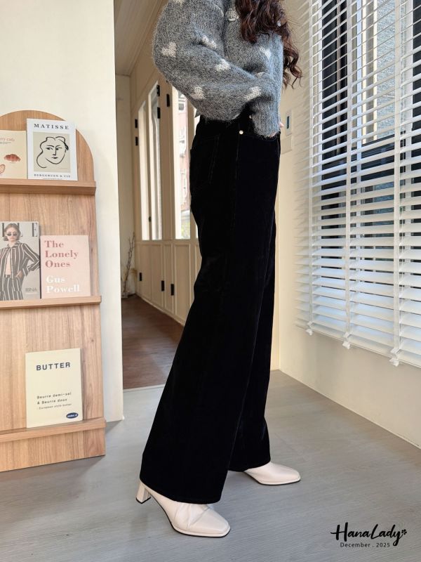 WQB14 必收最愛天鵝絨直筒褲 