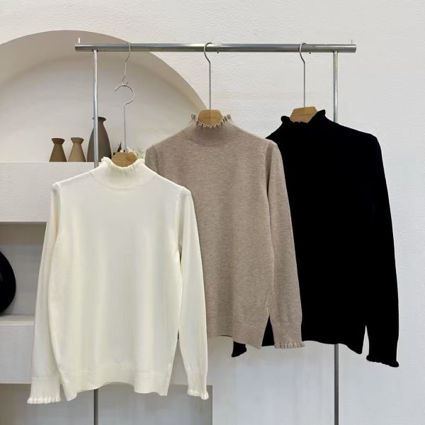 WQA61 超親膚高領QQ邊縮口上衣 