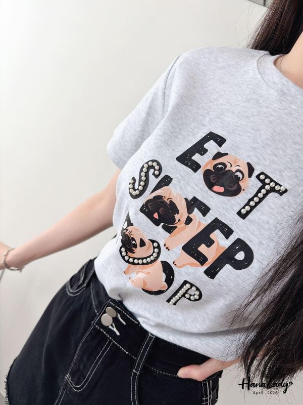 LFA94 狗日子釘珠棉T 