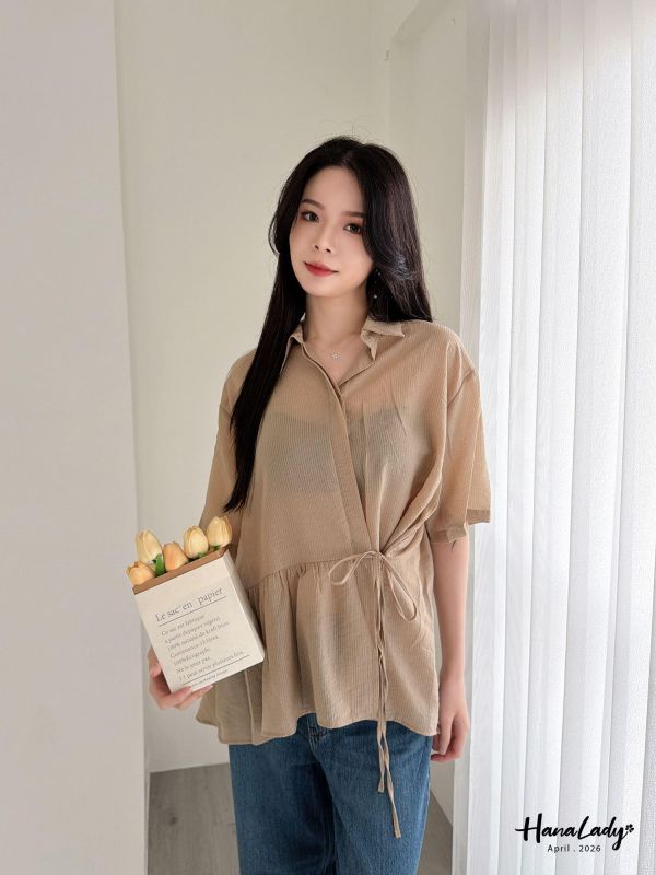 LFA51 好喜歡天絲料綁結設計上衣 