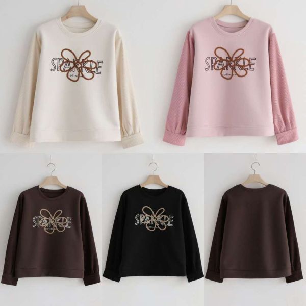 WQA42 立體繡花燈心絨袖上衣 