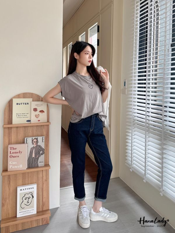 WKA62 雙線愛心小短袖T恤 