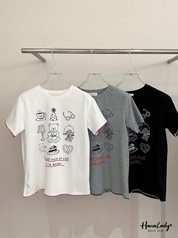 LSA17 小熊蝴蝶結QQ邊上衣 