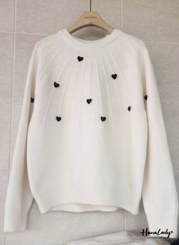 LEA68 絨布愛心親膚毛料針織上衣 