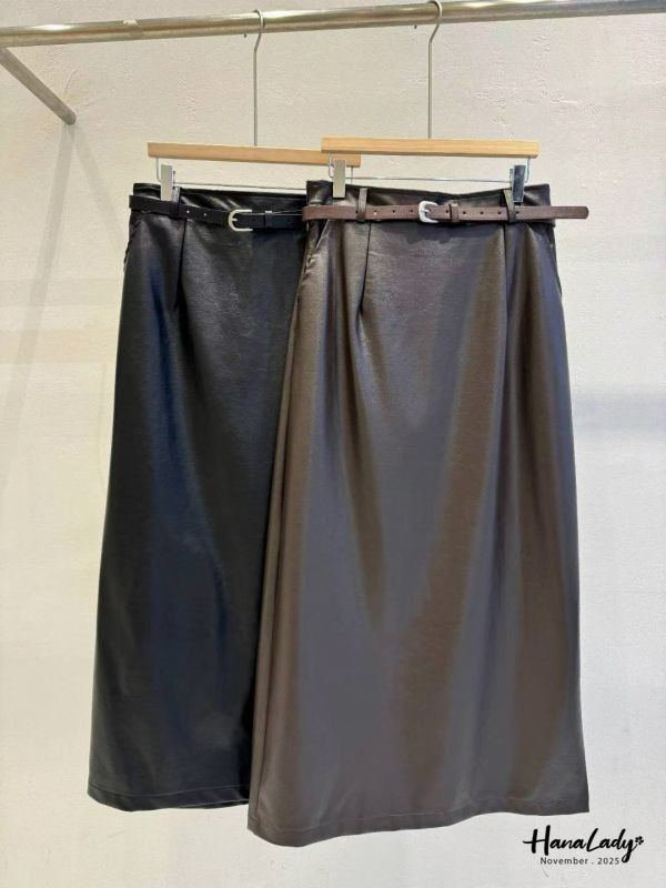WJA14 超美簡約百搭皮長裙 