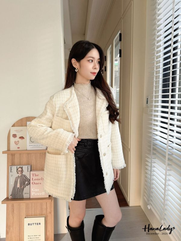 WQA35 超質感金蔥鬚邊小香風外 