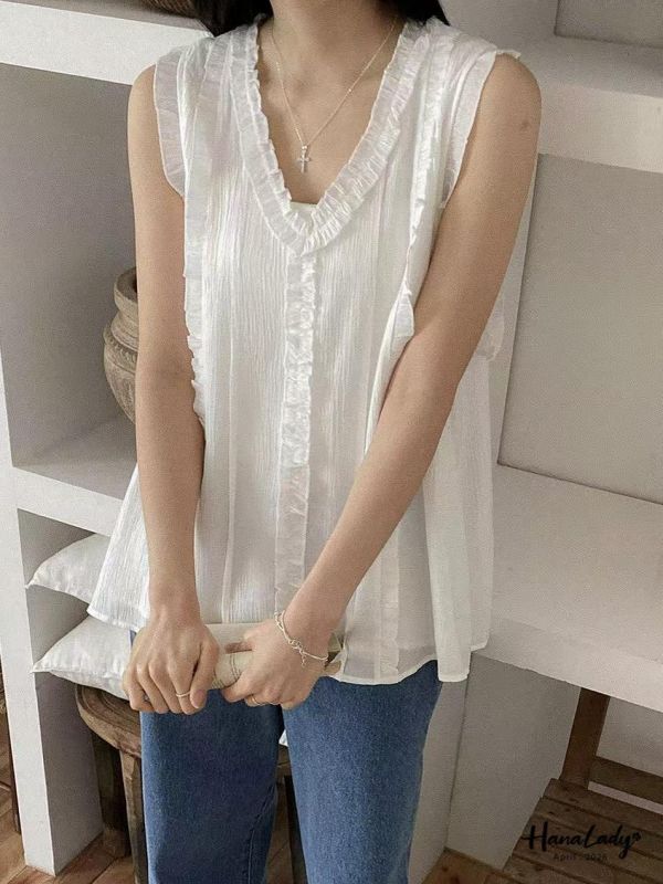 LFA32 波西米雅V領無袖上衣 