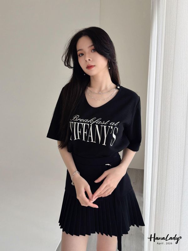 LFA13 珍珠鍊設計字母棉T 