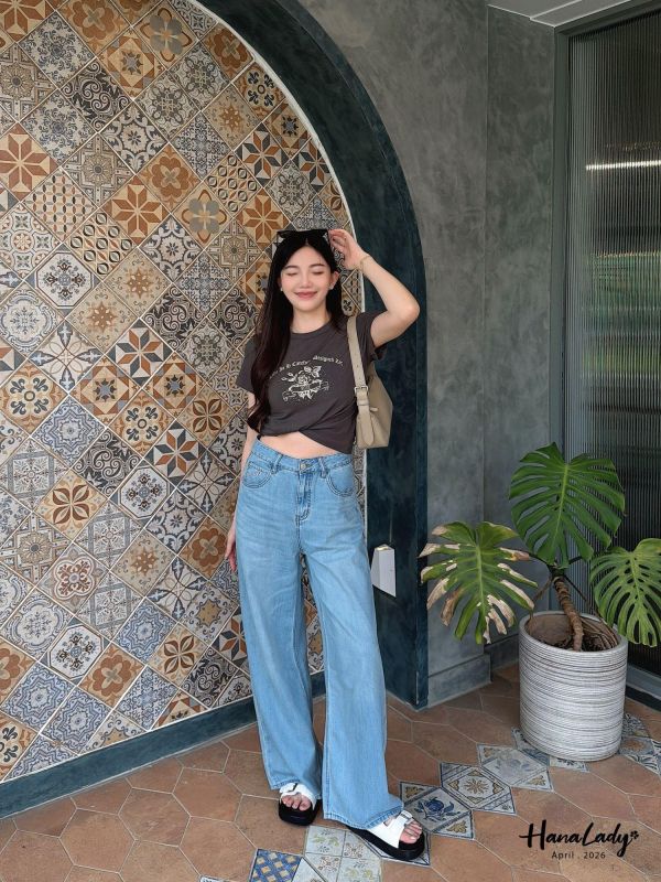 LFB19 廣州選品刺繡蝴蝶結涼感丹寧褲 