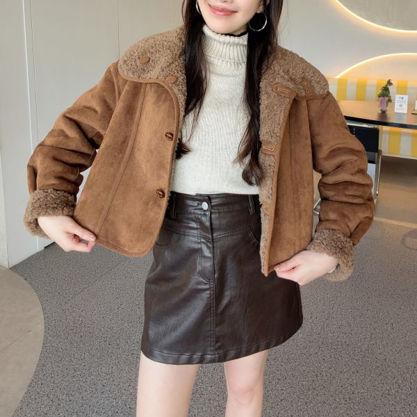WQB23 兩面都能穿Q毛麂皮外套 