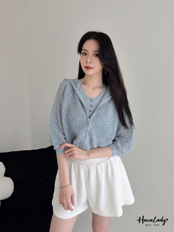 LFB01 勾針織連帽拉鍊外套 