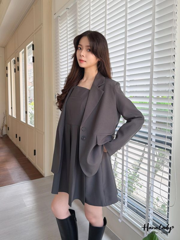 WTA10 簡約後開衩雙口袋西外 