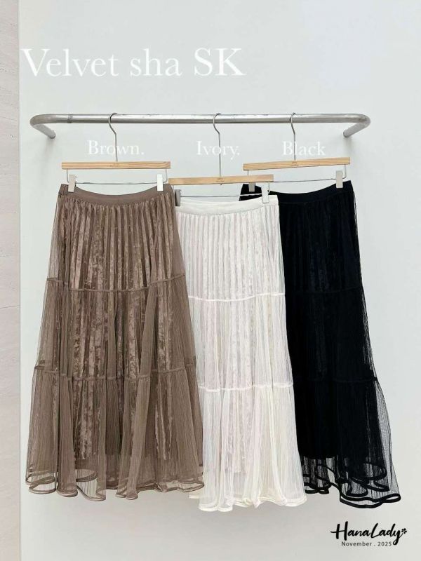 WJA08 浪漫爆棚絨布層次網紗裙 