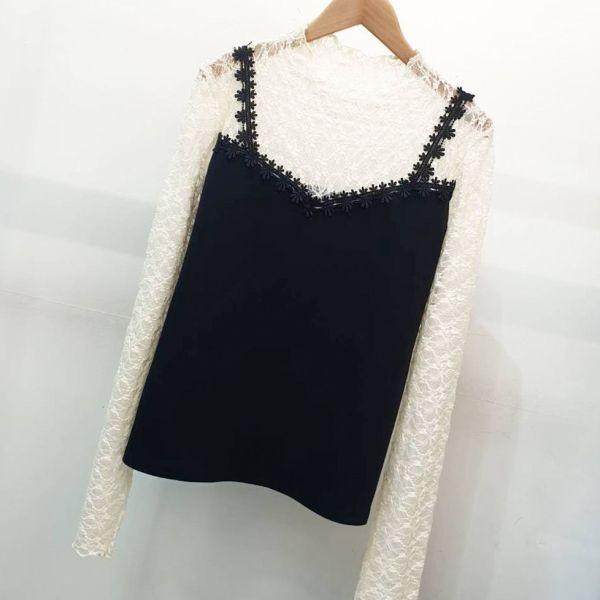 WQA10 雕花蕾絲馬甲線上衣 
