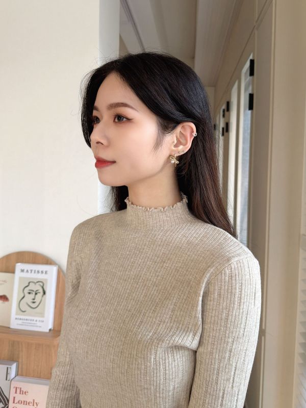 WQB41 氣質扭結珍珠耳環 