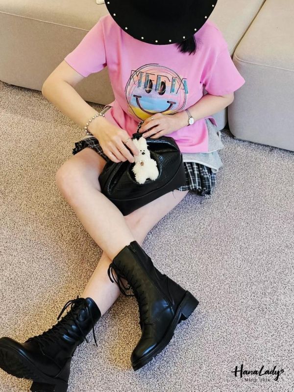 LSA37 刺繡彩虹微笑貼布T 