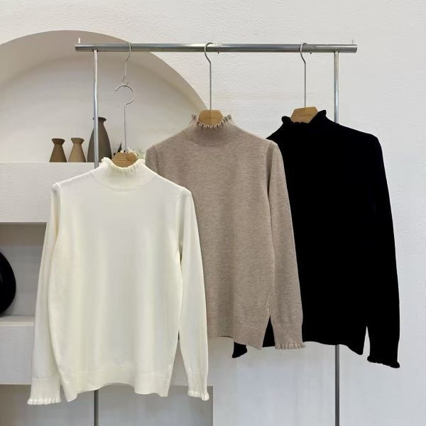 WQA61 超親膚高領QQ邊縮口上衣 