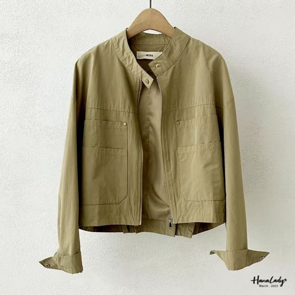 WSA18 帥氣多口袋後抓摺外套 