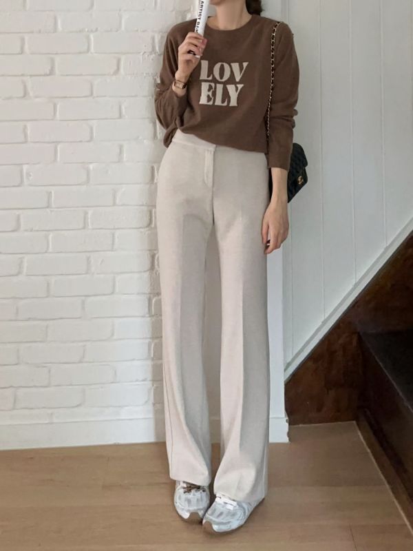 WQA55 暖呼呼毛料西裝喇叭褲 