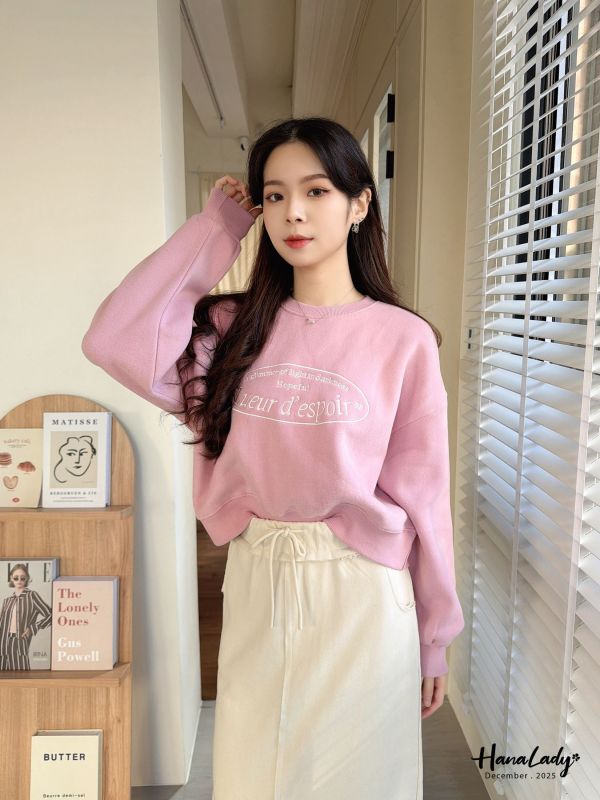 WQA63 刺繡字母短版內刷毛T 